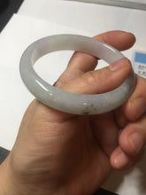 Load image into Gallery viewer, 54.2mm certified 100% natural Type A icy watery light watermelon rind oliy light green/purple/brown( 淡瓜油青) jadeite jade bangle BQ3-8153
