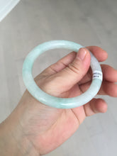 Load image into Gallery viewer, 57mm Certified type A 100% Natural sunny green/white round cut Jadeite bangle BN77-9819