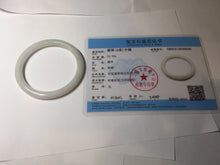 Load image into Gallery viewer, 54.6mm Certified Type A 100% Natural light green white round cut Jadeite Jade bangle AU50-0240