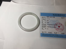 Load image into Gallery viewer, 54.6mm Certified Type A 100% Natural light green white round cut Jadeite Jade bangle AU50-0240