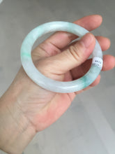 Load image into Gallery viewer, 55mm Certified type A 100% Natural sunny green/white round cut Jadeite bangle BN76