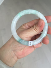 Load image into Gallery viewer, 55mm Certified type A 100% Natural sunny green/white round cut Jadeite bangle BN76
