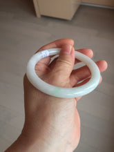 Load image into Gallery viewer, 57.5mm Certified Type A 100% Natural sunny green white round cut Jadeite Jade bangle BF142-4078