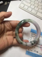 Load image into Gallery viewer, 54.8mm certified 100% natural Type A light purple dark green jadeite jade bangle E141-3921