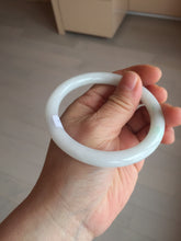 Load image into Gallery viewer, 57.5mm Certified Type A 100% Natural sunny green white round cut Jadeite Jade bangle BF142-4078