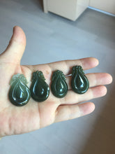 Load image into Gallery viewer, 100% Natural type A dark green/gray/black(油青) Jadeite Jade seashell (福贝)  pendant group BP187