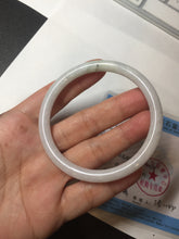 Load image into Gallery viewer, 56.5mm 100% natural Type A light green white round cut jadeite jade bangle BL89-4671