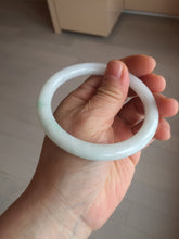 Load image into Gallery viewer, 57.5mm Certified Type A 100% Natural sunny green white round cut Jadeite Jade bangle BF142-4078