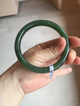 Load image into Gallery viewer, 61.5mm certified 100% Natural dark green black (碧玉) round cut nephrite Jade bangle HT105-1579