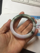 Load image into Gallery viewer, 54.8mm certified 100% natural Type A light purple dark green jadeite jade bangle E141-3921