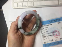 Load image into Gallery viewer, 54.8mm certified 100% natural Type A light purple dark green jadeite jade bangle E141-3921