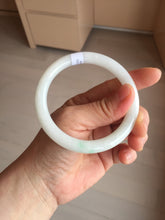 Load image into Gallery viewer, 57.5mm Certified Type A 100% Natural sunny green white round cut Jadeite Jade bangle BF142-4078