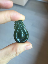 Load image into Gallery viewer, 100% Natural type A dark green/gray/black(油青) Jadeite Jade seashell (福贝)  pendant group BP187