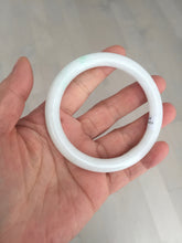 Load image into Gallery viewer, 57.5mm Certified Type A 100% Natural sunny green white round cut Jadeite Jade bangle BF142-4078