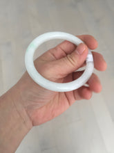 Load image into Gallery viewer, 57.5mm Certified Type A 100% Natural sunny green white round cut Jadeite Jade bangle BF142-4078