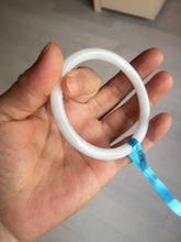 Load image into Gallery viewer, 54mm Certified type A 100% Natural light purple white slim round cut Jadeite bangle BN23-9127