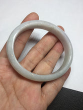 Load image into Gallery viewer, 53mm 100% natural light green purple white oval jadeite jade bangle BF128