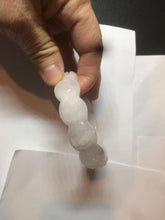 Load image into Gallery viewer, 55.8mm 100% natural white light pink purple carved flowers Quartzite (Shetaicui jade) bangle SY66