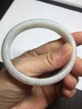 Load image into Gallery viewer, 53mm 100% natural light green purple white oval jadeite jade bangle BF128