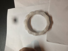 Load image into Gallery viewer, 55.8mm 100% natural white light pink purple carved flowers Quartzite (Shetaicui jade) bangle SY66