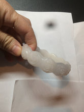 Load image into Gallery viewer, 55.8mm 100% natural white light pink purple carved flowers Quartzite (Shetaicui jade) bangle SY66