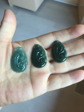 Load image into Gallery viewer, 100% Natural type A icy watery dark green gray black Guatemala jadeite RuYi(如意) pendant BP185