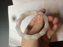 Load image into Gallery viewer, 55.8mm 100% natural white light pink purple carved flowers Quartzite (Shetaicui jade) bangle SY66