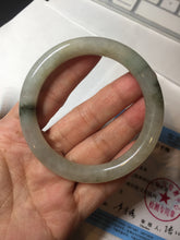 Load image into Gallery viewer, 54.2mm certified 100% natural type A certified light green with floating seaweed round cut jadeite jade bangle BM62-6610