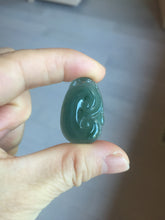 Load image into Gallery viewer, 100% Natural type A icy watery dark green gray black Guatemala jadeite RuYi(如意) pendant BP185