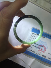 Load image into Gallery viewer, 56mm Certified Type A 100% Natural dark green/black/blue with black floating flowers(Wuji) slim round cut Jadeite bangle PD112-6915