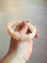 Load image into Gallery viewer, 60mm 100% natural light pink orange white Quartzite (Shetaicui jade) carved flowers bangle SY110