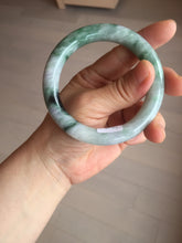 Load image into Gallery viewer, 55.8mm certified 100% natural Type A light green white purple with green floating flowers round cut jadeite jade bangle BS94-6610