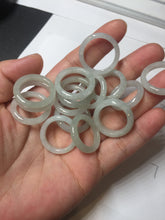 Load image into Gallery viewer, 100% natural type A icy watery light green/white jadeite jade band ring group R116
