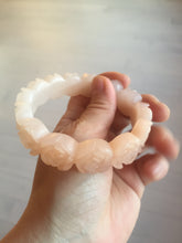 Load image into Gallery viewer, 60mm 100% natural light pink orange white Quartzite (Shetaicui jade) carved flowers bangle SY110
