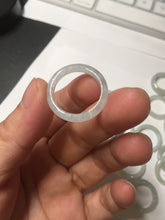 Load image into Gallery viewer, 100% natural type A icy watery light green/white jadeite jade band ring group R116