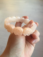 Load image into Gallery viewer, 60mm 100% natural light pink orange white Quartzite (Shetaicui jade) carved flowers bangle SY110