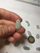 Load image into Gallery viewer, 100% natural type An icy watery light purple green white blessed melon 福瓜) Jadeite Jade pendant group BP58
