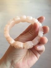 Load image into Gallery viewer, 60mm 100% natural light pink orange white Quartzite (Shetaicui jade) carved flowers bangle SY110