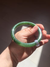 Load image into Gallery viewer, 61.5mm certified 100% Natural dark green black (碧玉) round cut nephrite Jade bangle HT105-1579