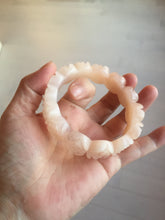 Load image into Gallery viewer, 60mm 100% natural light pink orange white Quartzite (Shetaicui jade) carved flowers bangle SY110