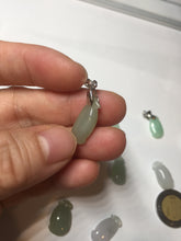 Load image into Gallery viewer, 100% natural type An icy watery light purple green white blessed melon 福瓜) Jadeite Jade pendant group BP58