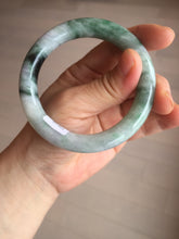 Load image into Gallery viewer, 55.8mm certified 100% natural Type A light green white purple with green floating flowers round cut jadeite jade bangle BS94-6610
