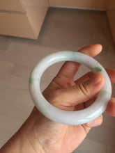 Load image into Gallery viewer, 60mm certified 100% natural light green/white/purple chubby round cut jadeite jade bangle BS40-8569