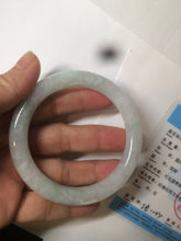 Load image into Gallery viewer, 54mm Certified type A 100% Natural white/light green round cut Jadeite bangle W98-6505
