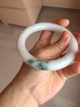 Load image into Gallery viewer, 60mm certified 100% natural light green/white/purple chubby round cut jadeite jade bangle BS40-8569