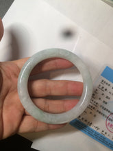 Load image into Gallery viewer, 54mm Certified type A 100% Natural white/light green round cut Jadeite bangle W98-6505