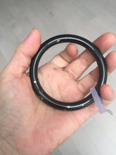 Load image into Gallery viewer, 58.5mm 100% Natural dark green/black meteorite Stellar Night sky round cut nephrite bangle HF105-8794