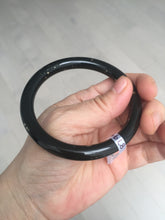 Load image into Gallery viewer, 58.5mm 100% Natural dark green/black meteorite Stellar Night sky round cut nephrite bangle HF105-8794