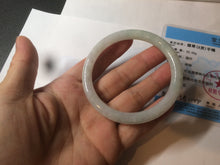 Load image into Gallery viewer, 54.8mm Certified type A 100% Natural light green/white round cut Jadeite bangle W100-6500 Add-on item!