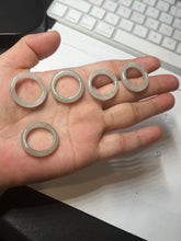 Load image into Gallery viewer, 100% natural type A icy watery light green/white jadeite jade band ring group R116